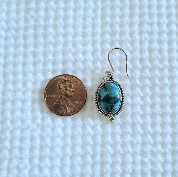 Shivam Oval Shaped Turquoise With Gold💛 Veins Earrings